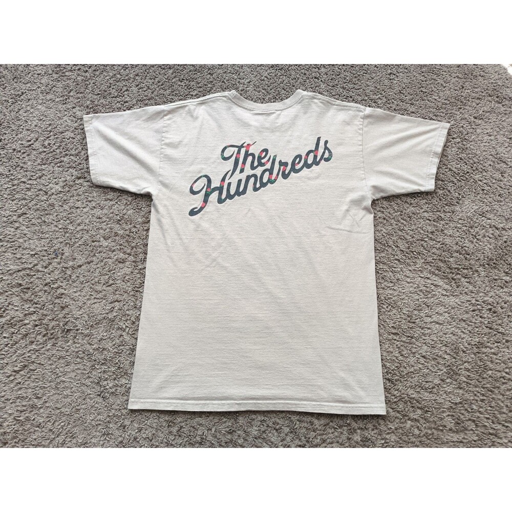 The Hundreds Script Logo T Shirt Mens Size Medium Beige Graphic Print Tee